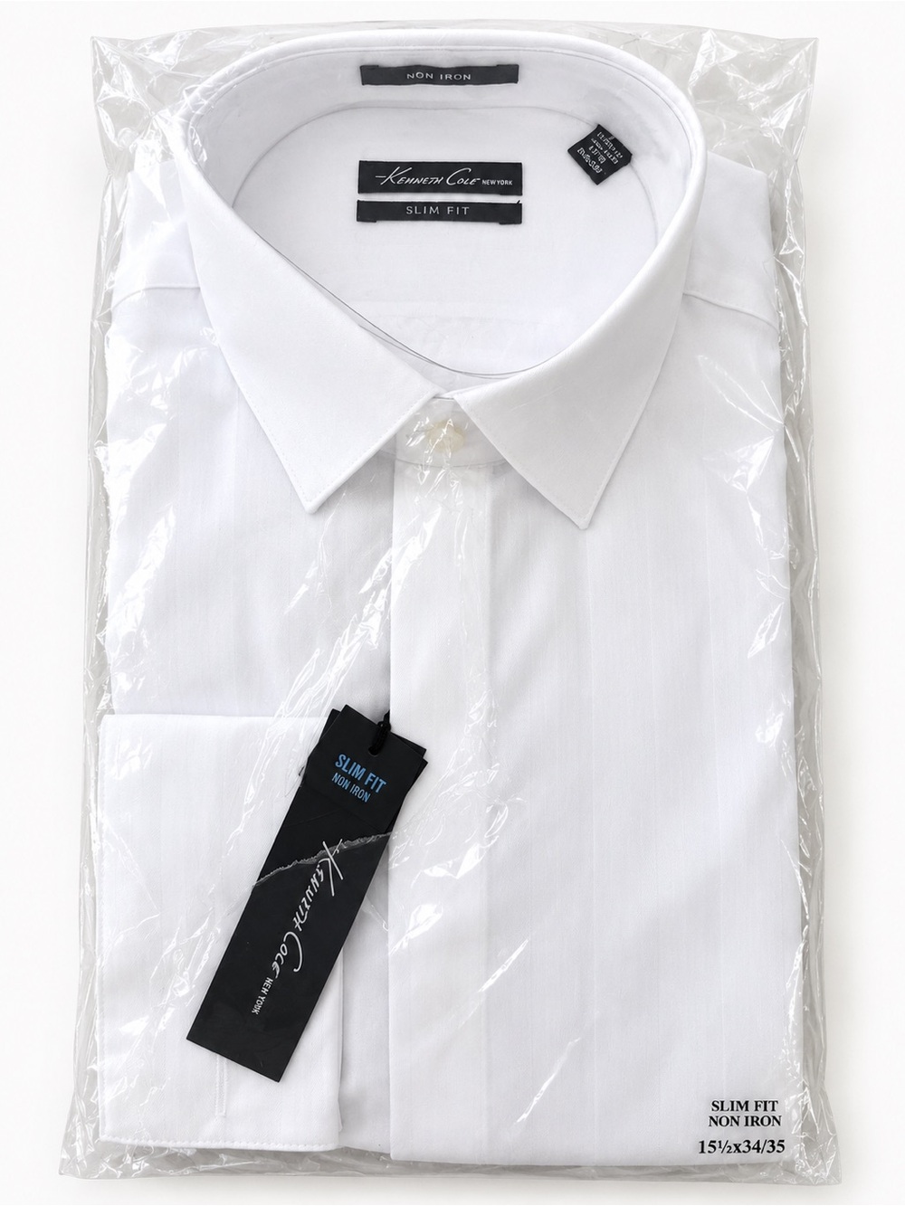 Kenneth Cole New York White Slim Fit Non-Iron Dress Shirt NWT 15.5 34/35